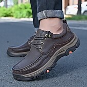 economico Semi-formale-scarpe da trekking da uomo in similpelle marrone con chiusura a lacci - comode e resistenti, perfette per le avventure all&#039;aria aperta