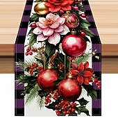 お買い得  クリスマスの装飾-クリスマステーブルランナー、お祝いのホリデーデコレーション、エレガントな季節のテーブルトップアクセント、ホリデーの集まりやダイニングに最適