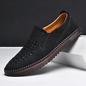 levne Pánské nazouváky a mokasíny-pánské prodyšné slip-on mokasíny - perforovaná ležérní obuv z umělého semiše s tkanými detaily a protiskluzovou podrážkou