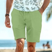 baratos Feriado-Homens Calção Shorts de linho Shorts de verão Bolsos Com Cordão Cintura elástica Tecido Conforto Respirável Curto Casual Diário Feriado Moda Estilo Clássico Preto Branco