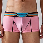 cheap Men&#039;s Boxers Underwear-Men&#039;s 1 PCS Boxers Underwear Boxer Shorts Patchwork Elastic Waist Chinlon Breathable Soft Comfortable Color Block Letter Mid Rise Black White