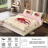baratos Conjuntos de capa de edredão-capa de edredom de três peças com estampa de maçã vermelha doce, quarto de hotel, cama de hóspedes, conjunto confortável, 1 capa de edredom de 2 fronhas, conjunto de cama queen size, conjunto de 2