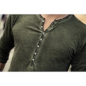 tanie Casualowa koszulka Henley-Męskie Koszula Henley Koszulka Koszulka z długim rękawem Równina Henley Ulica Urlop Długi rękaw Odzież 100% bawełna Zabytkowe Moda Podstawowy