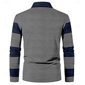 economico Polo stampata da uomo-Per uomo A righe Magliette Polo a Nido d&#039;Ape Maglia da golf Manica Lunga Magliette polo Camicie con Colletto Casual Business Casual Casa Ufficio Abbigliamento Quotidiano Bottoni Stampa 3D Primavera