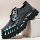 abordables Semi-formel-chaussures oxford à plateforme en similicuir verni pour hommes avec semelle crantée épaisse - chaussures formelles et décontractées élégantes pour le bureau, les événements et les fêtes