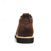 baratos Botas de cano curto-botins masculinos de couro marrom com design de cadarço e sola durável – calçados casuais elegantes para uso diário e ao ar livre