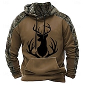 baratos moletons 3d masculinos-Homens Moletom Marrom 1# Marrom 2# Marrom 3# Com Capuz Côr Camuflagem camuflagem Impressão 3D Legal Outono Inverno Roupa Moletons Moletons