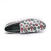 billiga Tillfällig-loafers med vitt blommönster för män med tofs och guldaccent – snygga vardags- och semiformella skor för moderiktiga outfits