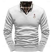 cheap Men&#039;s Printed Sweaters-Christmas Men&#039;s LOVE Gesture Pullover Sweater Jumper V Neck Casual Party Evening Wear Daily New Years Eve Sweater Embroidered Knitting Warm Long Sleeve Fall Winter Wine Black White