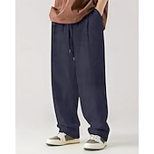 baratos Calças Desportivas-Homens Calças Esportivas Calça de moletom com pernas largas Calças de Veludo Calças Bolsos Com Cordão Cintura elástica Tecido Conforto Esportes Diário Moda Casual Preto Branco Micro-Elástica