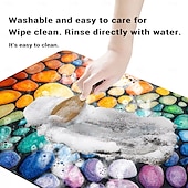 cheap Mats &amp; Rugs-Pebble Bathroom Rug, Polyester Rectangle Door Mat, Super Absorbent, Non-Slip, Easy-to-Clean, Stain-Resistant Bath Mat