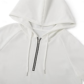 cheap Waffle Knit Tee-Men&#039;s Waffle T-shirt Zip Up Hoodies Long Sleeve Quarter Zip Winter Spring &amp;  Fall Autumn Solid Color Active Casual Drawstring Hooded Outdoor Home Sports &amp; Outdoor Black White Gray Top Tee for Men