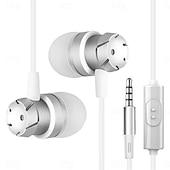 billiga Trådbundna hörlurar-metalltrådad superbashörsnäcka 3,5 mm inbyggd mikrofon handfri brusreducering universal headset sporthörlurar