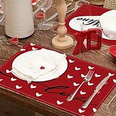 cheap Placemats &amp; Coasters &amp; Trivets-Valentine&#039;s Day Placemats Set of 4 Romantic and Decorative Table Mats Featuring Heart or Rose Patterns Durable and Heat-Resistant Perfect for Adding a Touch of Love to Your Dining Table Decor