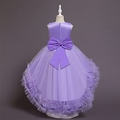 economico Vestiti per serate-Bambino Da ragazza Vestito da festa Tinta unica Senza maniche Prestazioni Compleanno Retato Bellissimo Dolce Poliestere Asimmetrico Vestito da festa Vestito svasato Abito linea A Estate 4-12 anni