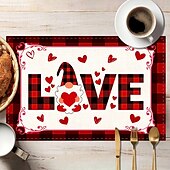 cheap Placemats &amp; Coasters &amp; Trivets-Valentine&#039;s Day Placemats Set of 4 Romantic and Decorative Table Mats Featuring Heart or Rose Patterns Durable and Heat-Resistant Perfect for Adding a Touch of Love to Your Dining Table Decor