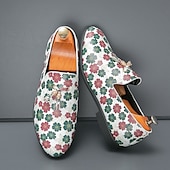 billiga Tillfällig-loafers med vitt blommönster för män med tofs och guldaccent – snygga vardags- och semiformella skor för moderiktiga outfits