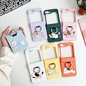 cheap Samsung Cases-Phone Case For Z Flip 6 Z Flip 5 Z Flip 4 Z Flip 3 Ring Buckle Shockproof Retro TPU Silicone