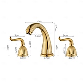 abordables Robinets de lavabo-robinets de salle de bain pour lavabo 3 trous 2 poignées robinets de lavabo de vanité robinet 3 trous pour lavabo de salle de bain robinets de lavabo de vanité avec eau chaude et froide
