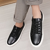 economico Sneakers da uomo-sneakers da uomo in similpelle intrecciata marrone - design casual con lacci e comoda suola bianca per l&#039;uso quotidiano