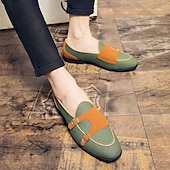 cheap Semi-Formal-Men&#039;s Loafers &amp; Slip-Ons Penny Loafers Suede Nylon Comfortable Slip Resistant Loafer Buckle White Green Color Block