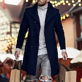 preiswerte Herren-Blazer &amp; -Anzüge-Herren Mantel Trenchcoat Langer Trenchcoat Täglich Urlaub Herbst Winter Polyester Windundurchlässig Weich Oberbekleidung Bekleidung Modisch Klassisch Glatt Tasche Kargen Einreihiger Verschluss