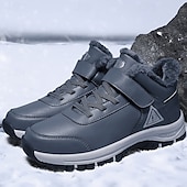 baratos Inverno e botas de neve-botas masculinas para caminhadas ao ar livre no inverno - tênis quentes forrados com pele, à prova d&#039;água, com sola antiderrapante e tira de velcro