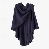 billiga Pälssjalar-crossover sjal för kvinnor omlott öppen front poncho cape elegant loop sjalar resesjalar för höst vinter längd 150cm