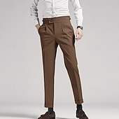 cheap Slim-Men's Graduation Dress Pants Trousers Chinos Buttons Pocket Solid Color Comfort Formal Party Work Fashion Classic Style Black Navy Blue Micro-elastic