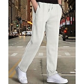 cheap Sweatpants-Men&#039;s Sweatpants Trousers Pleated Pants Waffle Pants Pocket Drawstring Elastic Waist Plain Comfort Sports Outdoor Daily Fashion Casual Black White Micro-elastic