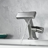 baratos Torneiras de Lavatório de Casa de Banho-Torneira pia do banheiro - Cascata Galvanizar Conjunto Central Monocomando e Uma AberturaBath Taps