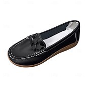 cheap Women's Slip-Ons &amp; Loafers-Women's Navy Blue Loafers – Comfortable Slip-On Moccasins with Bow Accent and Non-Slip Sole for Casual Everyday Wear