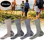 abordables Calcetines deportivos-4 pares Hombre Calcetines de senderismo Calcetas Mantiene abrigado Suave Eslático Cómodo Invierno Al aire libre Retazos Lana Verde Ejército Azul Café para Caza Ciclismo / Bicicleta Camping
