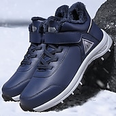 baratos Inverno e botas de neve-botas masculinas para caminhadas ao ar livre no inverno - tênis quentes forrados com pele, à prova d&#039;água, com sola antiderrapante e tira de velcro
