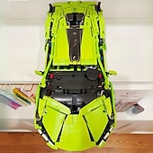 cheap Building Toys-1300pcs Limited Edition Green Supercar Building Set - Premium ABS Collectible Car Model Kit Perfect for Display &amp; Gifting on Halloween and Christmas