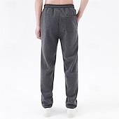 baratos Calças Desportivas-Homens Sherpa Calças de lã Calças Esportivas Corredor Calças Bolsos Com Cordão Cintura elástica Tecido Conforto Quente Comprimento total Ao ar livre Casual Diário Esportes Moda Preto Cinzento