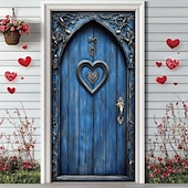 abordables Bannières de Garage et de Porte-Wedding Outdoor Decorations Door Covers Door Tapestry Door Curtain Decoration Backdrop Indoor/Outdoor Door Banner for Front Door Farmhouse Hearts