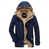 billiga Herrjackor och -rockar-herr vinter fleecejacka militära taktiska jackor tjocka varma jackor avtagbar luva vindjacka sport trenchcoats topp parka plus size fleecefoder flerfickor fritids ytterkläder brun