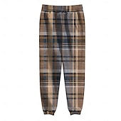 abordables pantalones de chándal-Hombre Tartán Pantalones deportivos de polar Cintura elástica con cordón. Vintage Casual Exterior Hogar Uso Diario Bolsillo Térmico Invierno Impresión 3D Marrón