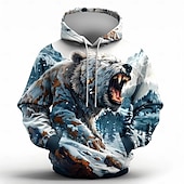 baratos moletons 3d masculinos-Homens Urso Moletons Moletom Casacos Moletom com capuz Gola Redonda Moda Impressão 3D Festa Feriado Streetwear Branco Com Cordão Outono Inverno Designer