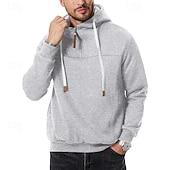 levne pánské základní mikiny s kapucí-Pánské Kapuce Mikina se zipem na čtvrtletí Bílá Kapuce Bez vzoru Denní Sporty a outdoor Dovolená Šik ven Chladný Na běžné nošení Jaro &amp; podzim Oblečení Mikiny s kapucí Mikiny Dlouhý rukáv