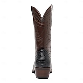 levne Cowboy &amp; Western Boots-pánské westernové kovbojské boty s potiskem hadí kůže a složitým designem z umělé kůže – stylová a odolná obuv pro rodeo a country akce
