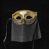 economico Maschera-Arlecchino Maschere Carnevale Maschera veneziana Colombina Per adulto Per uomo Per donna Metà viso Feste Mascherata Carnevale di Venezia Halloween Carnevale martedì grasso Costume di Carnevale facile