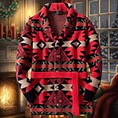 cheap Men's Cardigan Sweater-Men's Jacquard Sweater Christmas Sweaters Holiday sweater Cardigan Sweater Cropped  Sweater Ribbed Crochet Knit Tunic Jacquard Knitted Vintage Shawl Collar Fashion Classic Vacation Daily Wear