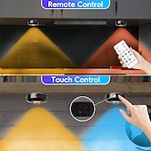 cheap Puck Lights-Rechargeable RGB Puck Lights with Remote Control 1200mAh Battery Operated Tap Lights Dimmable Touch Under Cabinet Lighting Wireless Push Lights LED USB Shelf Light