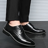 cheap Formal-Men&#039;s Classic Brown Brogue Oxford Dress Shoes – Faux Leather Lace-Up Formal Footwear for Office &amp; Events