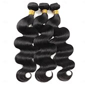 economico 1 fascio di intrecci di capelli umani-1 fasci di capelli umani ondulati brasiliani estensioni di capelli umani remy per le donne