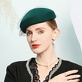tanie Kapelusze na przyjęcia-czapki 100% wełniany beret kapelusz melonik / kapelusz typu cloche wesele przyjęcie herbaciane eleganckie wesele z czystym kolorem tiulu nakrycie głowy