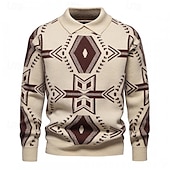 preiswerte Herrenpullover-Herren Pullover Strickpullover Gerippt Stricken Standard Strick Raute Kargen Modisch Basic Freizeitskleidung Verabredung Bekleidung Herbst Winter Schwarz Rote S M L