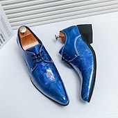 levne Formální-pánské zlaté embosované boty z umělé kůže oxford - lesklý paisley design se šněrovacím uzávěrem pro formální události a párty